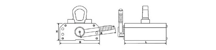 薄板永磁起重器結(jié)構(gòu)尺寸圖