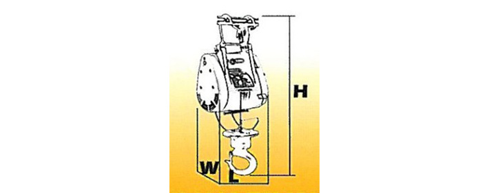 DU-160A小金剛電動(dòng)葫蘆結(jié)構(gòu)尺寸圖片