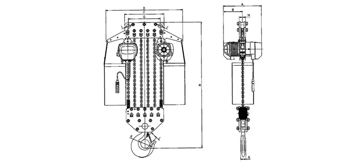 15噸電動(dòng)葫蘆尺寸尺寸圖片