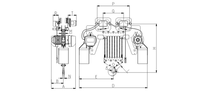 20噸低凈空環(huán)鏈電動葫蘆尺寸圖