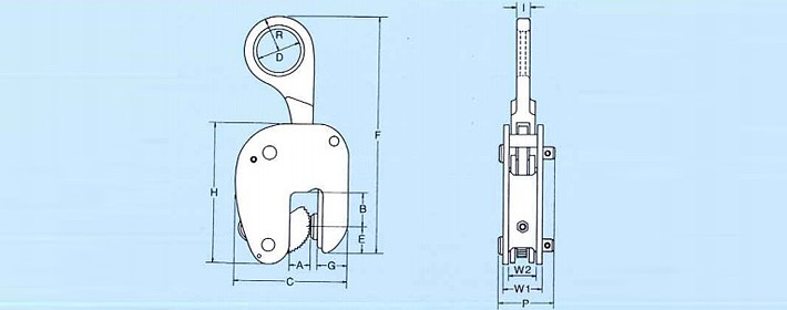 WOL型鷹牌豎吊鋼板鉗結(jié)構(gòu)尺寸圖片