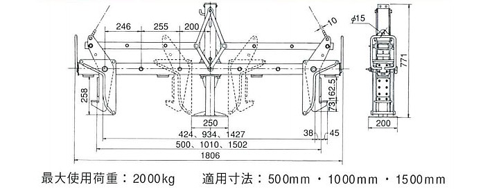 鷹牌EVGA型可變邊溝用夾具尺寸圖片