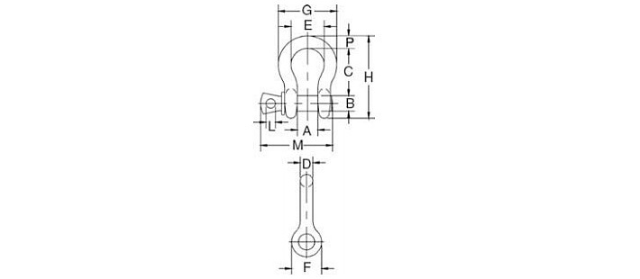 美國Crosby弓形卸扣G-209結(jié)構(gòu)尺寸圖片