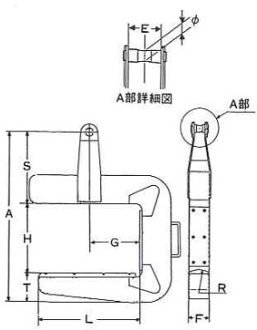 C型鷹牌線(xiàn)圈吊鉤尺寸圖