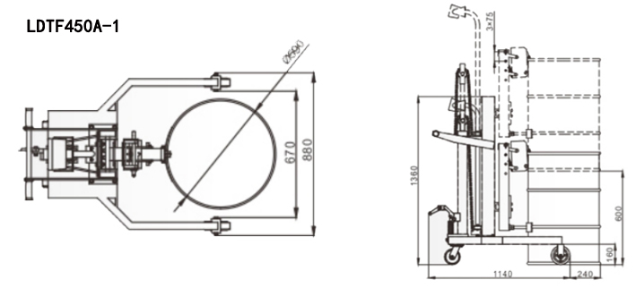 LDTF450A-1液壓稱重油桶搬運(yùn)車尺寸圖