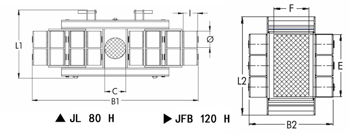 JL 80 H JFB 120 H組合式搬運(yùn)小坦克尺寸圖